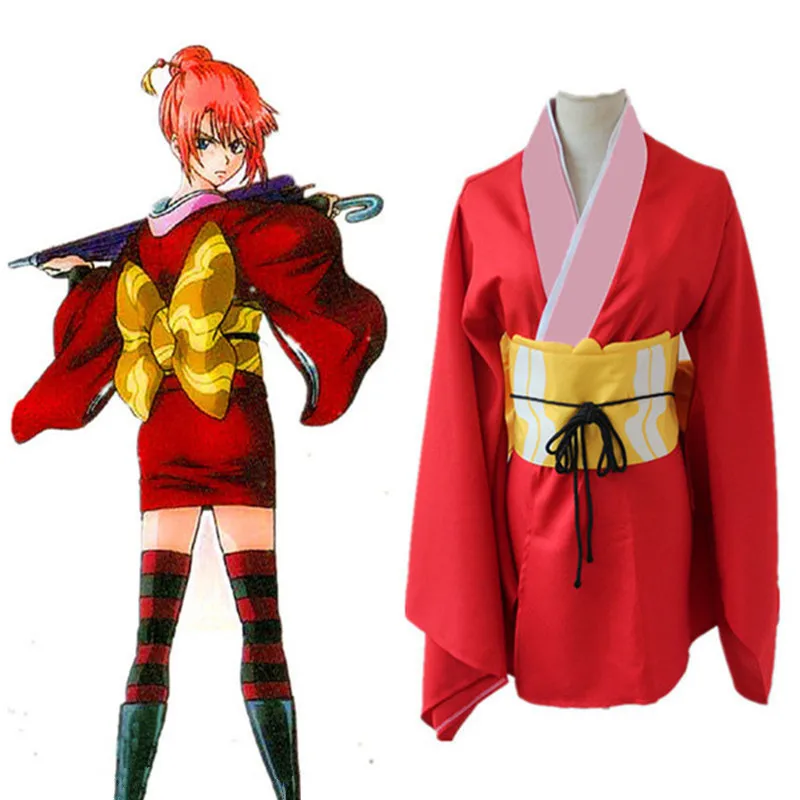 Gintama Silver Soul Hasegawa Taizou Cosplay Costume Red Kimono Free Shipping