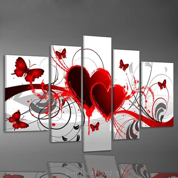 Abstract Red Butterfly Love Heart Oil Painting Canvas High Quality 5 Pcs Home Wall Art Decoration Modern Picture For Living Room
Abstract Red Butterfly Love Heart Oil Painting Canvas High Quality 5 Pcs Home Wall Art Decoration Modern Picture For Living Room
