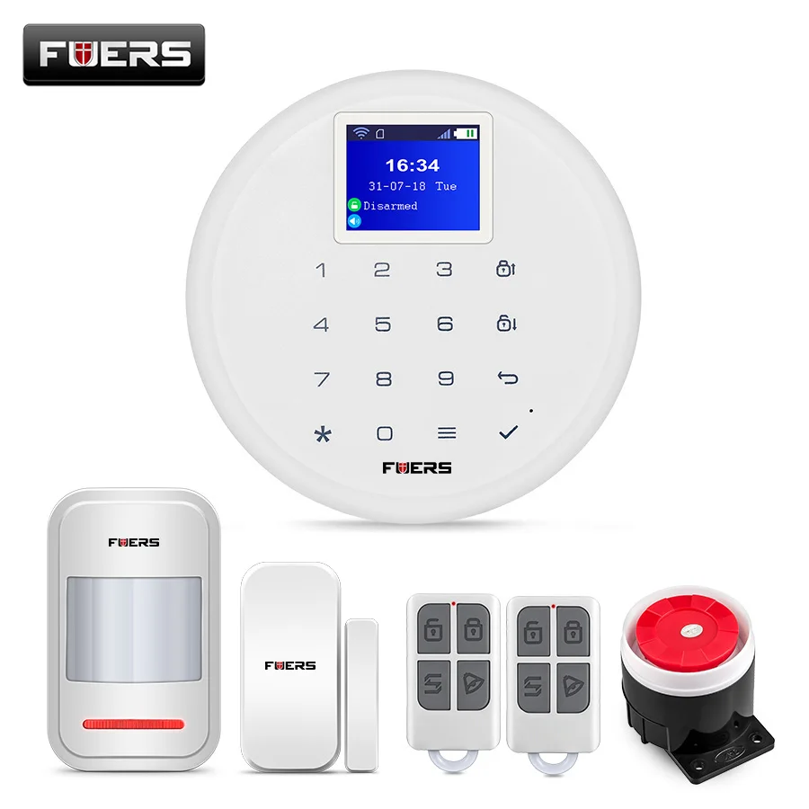 FUERS W17 GSM WiFi Alarm System APP Remote Control PIR Motion detector Multiple Language Home Burglar Alarm System with Siren
FUERS W17 GSM WiFi Alarm System APP Remote Control PIR Motion detector Multiple Language Home Burglar Alarm System with Siren