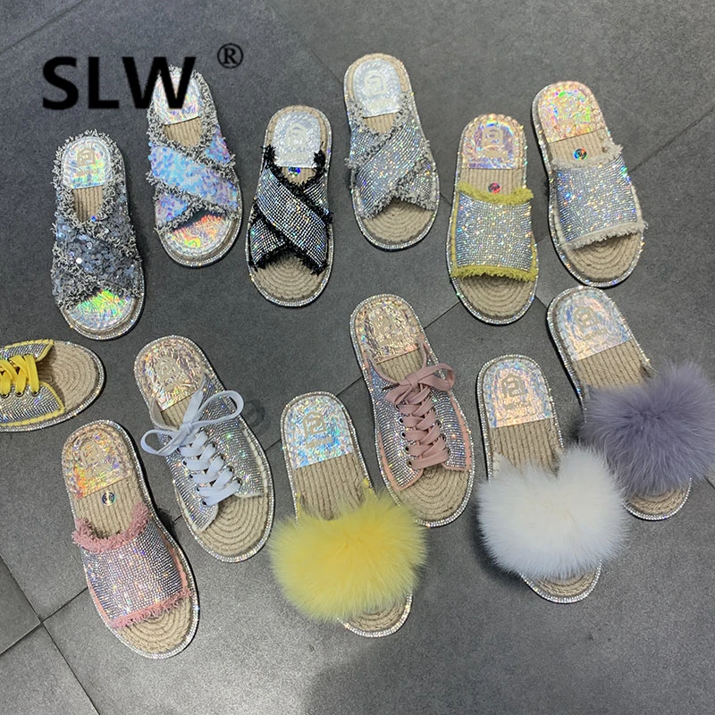 Outside Wicker Slippers Slides Sandal Leisure Female With Rhinestones Low Flat Leather Summer Ladies Rubber Babouche New 2019
Outside Wicker Slippers Slides Sandal Leisure Female With Rhinestones Low Flat Leather Summer Ladies Rubber Babouche New 2019