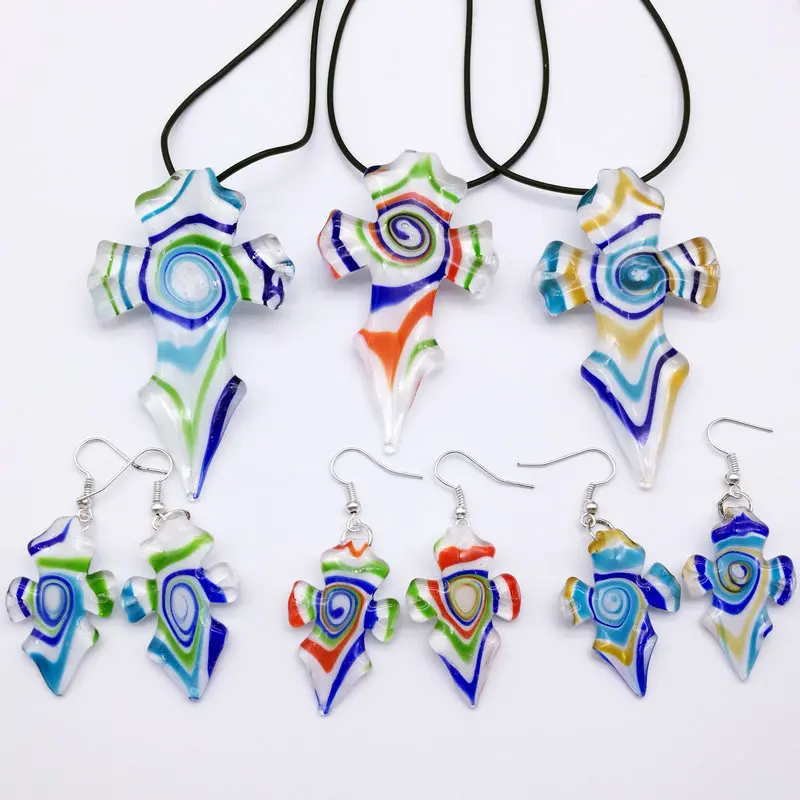 3 Sets Mixed color Lampwork Glass Murano Pendant Necklace Earrings FASHION | Украшения и аксессуары