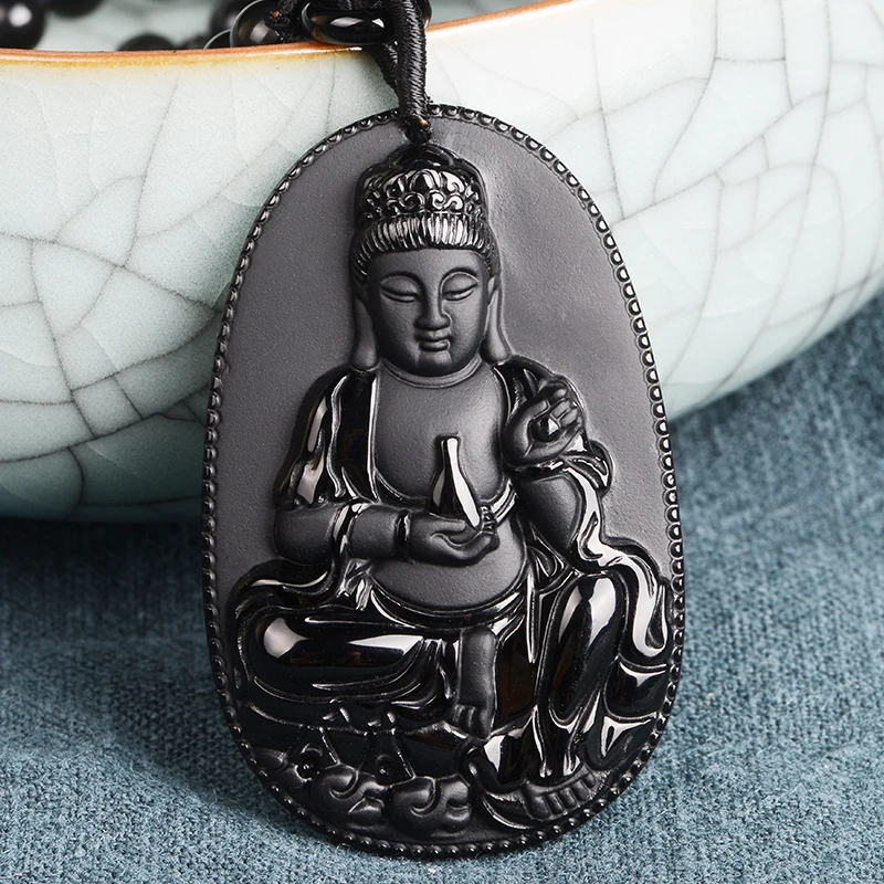 PUHOLY/ belwide jewelry Wujin natural Obsidian Guanyin Guanyin Pendant Necklace vase
PUHOLY/ belwide jewelry Wujin natural Obsidian Guanyin Guanyin Pendant Necklace vase
