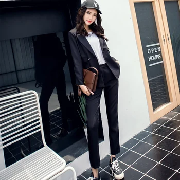 Spring autumn OL black professional Pant Suits white-collar suit female college student interview Suit Blazers two-piece Sets
Spring autumn OL black professional Pant Suits white-collar suit female college student interview Suit Blazers two-piece Sets