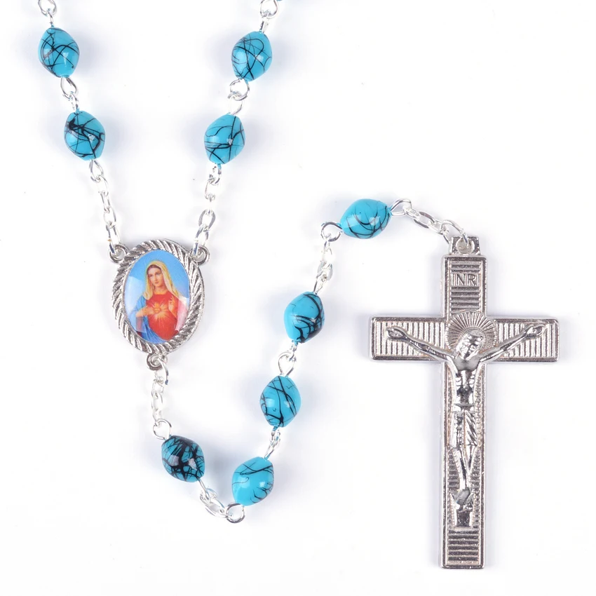 Trendy Popular Religious Blue Catholic Small Sized Olive Shape Resin Beads Red Heart Mary Rosary Necklace
Trendy Popular Religious Blue Catholic Small Sized Olive Shape Resin Beads Red Heart Mary Rosary Necklace