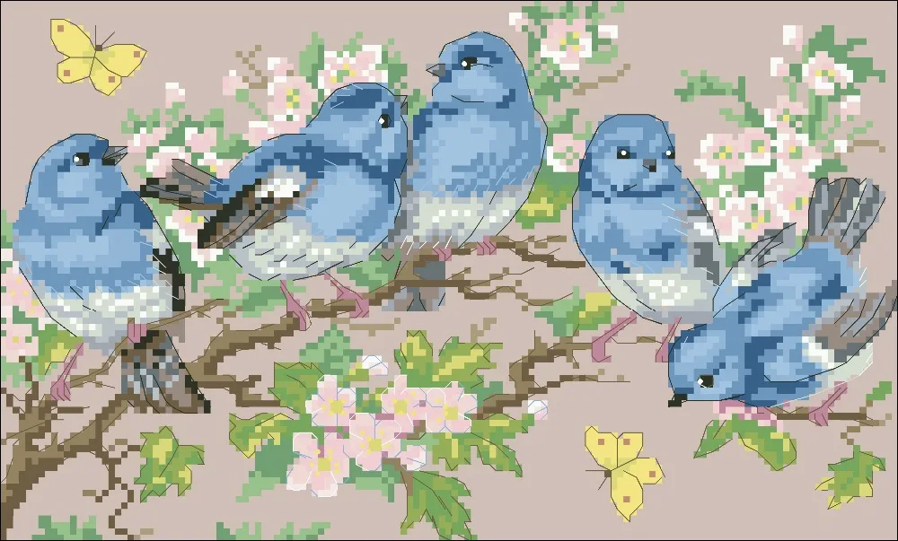 Five blue birds cross stitch kit flower design cotton silk thread 18ct 14ct 11ct linen flaxen canvas embroidery DIY needlework
Five blue birds cross stitch kit flower design cotton silk thread 18ct 14ct 11ct linen flaxen canvas embroidery DIY needlework