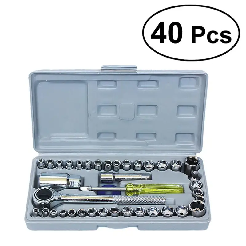 40Pcs 1/4 Inch and 3/8 Inch Combination Wrench Sockets Set Screwdriver Drive Tire Repair Tools
40Pcs 1/4 Inch and 3/8 Inch Combination Wrench Sockets Set Screwdriver Drive Tire Repair Tools