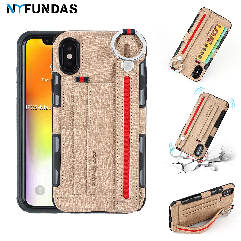 NYFundas for iphone 8 7 6 6s plus X case Leather Wallet Cloth Texture with Card Slots Holder cover XS MAX XR |