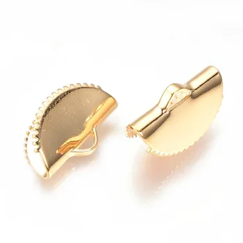 100pcs 9x15x7mm Brass Ribbon Ends Clasp for Jewelry Making DIY Findings RealGold-Filled, Golden, Hole: 1mm
100pcs 9x15x7mm Brass Ribbon Ends Clasp for Jewelry Making DIY Findings RealGold-Filled, Golden, Hole: 1mm