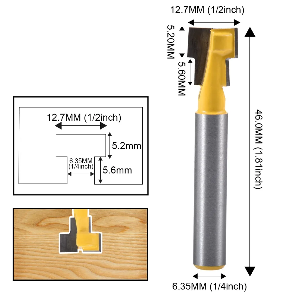 1pcs T-Slot Router Bit 1/4" Shank Diameter 1/2" Blade Width Router Bits For Wood Carbide Alloy Milling Machine
1pcs T-Slot Router Bit 1/4" Shank Diameter 1/2" Blade Width Router Bits For Wood Carbide Alloy Milling Machine
