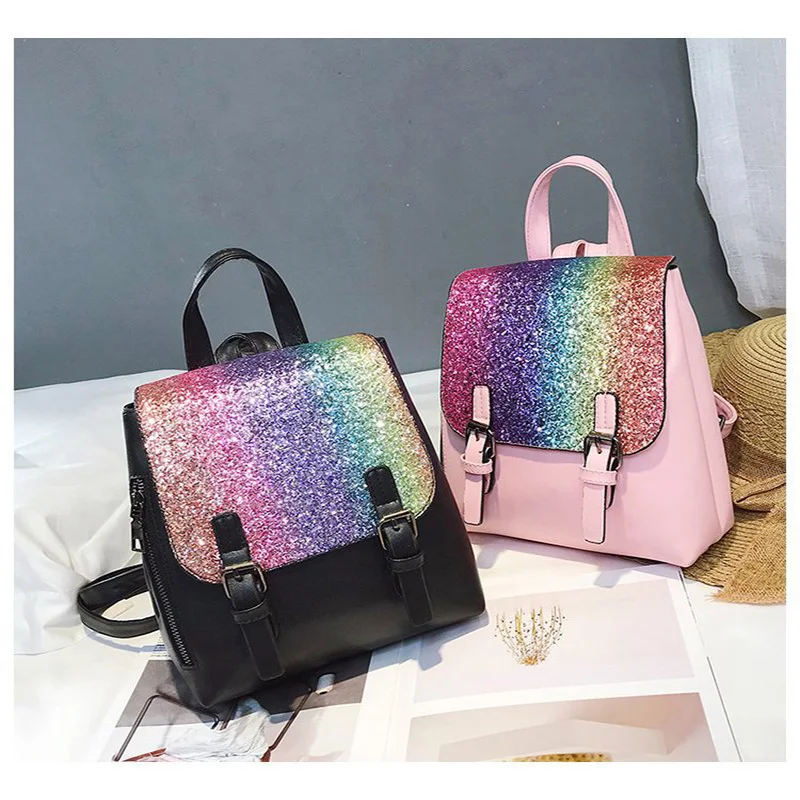 2018 new hot female backpack Korean fashion student backpack sequins PU female backpack travel flip cover back girl
2018 new hot female backpack Korean fashion student backpack sequins PU female backpack travel flip cover back girl