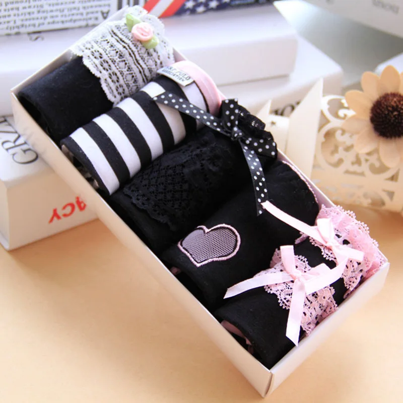 Girls Panties New Female Casual Cute cotton women's underwear combination black Panty FZA0108
Girls Panties New Female Casual Cute cotton women's underwear combination black Panty FZA0108