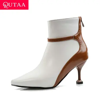 QUTAA 2020 Zipper Mixed Color Autumn Winter Fashiom Ankle Boots PU Leather Sexy Pointed Toe Thin High Heel Women Shoes Size34-43
QUTAA 2020 Zipper Mixed Color Autumn Winter Fashiom Ankle Boots PU Leather Sexy Pointed Toe Thin High Heel Women Shoes Size34-43