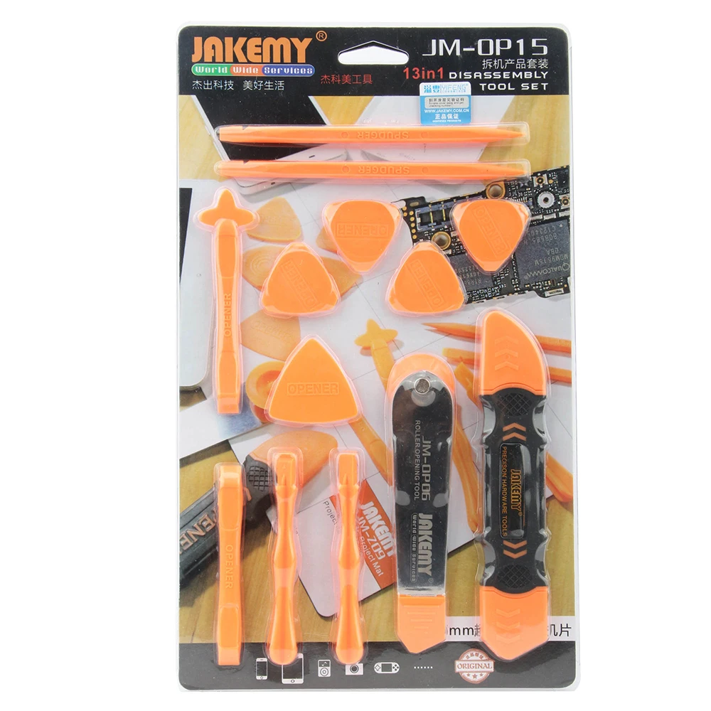 JAKEMY 13 In 1 LCD Screen Pry Opening Tools for iPhone Samsung Tablet Mobile Phone Repair Tools
JAKEMY 13 In 1 LCD Screen Pry Opening Tools for iPhone Samsung Tablet Mobile Phone Repair Tools