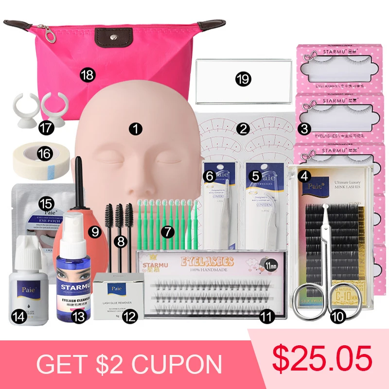 19pcs False Eyelashes Extension Practice Exercise Kit Makeup Mannequin Head Set Grafting Eyelash Practice Tools Eye Lashes Graft
19pcs False Eyelashes Extension Practice Exercise Kit Makeup Mannequin Head Set Grafting Eyelash Practice Tools Eye Lashes Graft