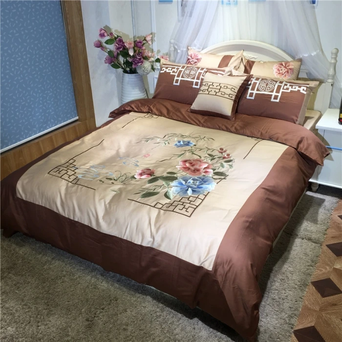 100% Egyptian cotton blue brown chinese wedding bedding set luxury embroidery duvet cover flat sheet bed linen/quilt cover set
100% Egyptian cotton blue brown chinese wedding bedding set luxury embroidery duvet cover flat sheet bed linen/quilt cover set