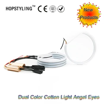 

Car styling Dual Color White&Yellow Cotton light angel eyes For BMW E36 E38 E46 projector No Error led headlights halo rings