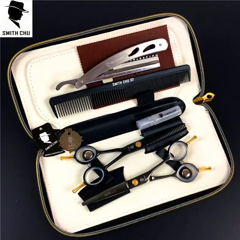 SMITH CHU Professional Hair Scissors set 5.5 inch Straight & Thinning scissors barber shears +razor+comb +kits
SMITH CHU Professional Hair Scissors set 5.5 inch Straight & Thinning scissors barber shears +razor+comb +kits