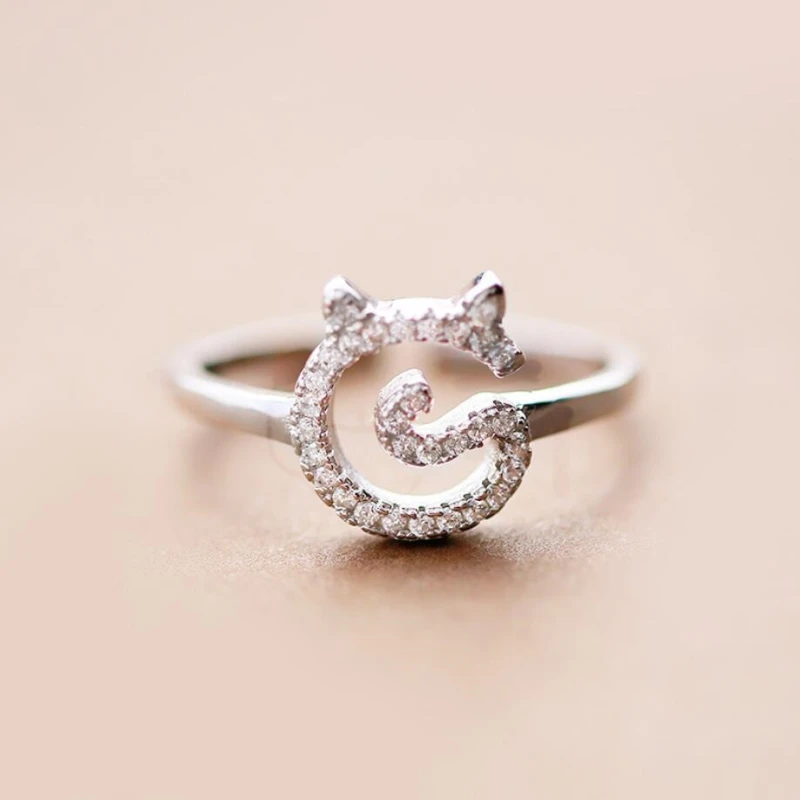 925 Sterling Silver Cute Cat Temperament Personality Elegant Literary Fashion Female Resizable Opening Rings SRI185
925 Sterling Silver Cute Cat Temperament Personality Elegant Literary Fashion Female Resizable Opening Rings SRI185