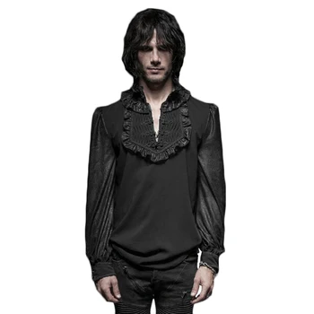 Punk Men Plate Buttons Shirts Gothic Spring Chiffon Shirt Court Stand Collar Ruffles Formal Blouse Tops
Punk Men Plate Buttons Shirts Gothic Spring Chiffon Shirt Court Stand Collar Ruffles Formal Blouse Tops