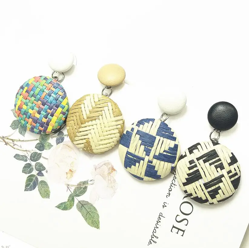 New Rattan Knit Drop Earrings for Women Bohemian Handmade Statement Dangle Round Earrings
New Rattan Knit Drop Earrings for Women Bohemian Handmade Statement Dangle Round Earrings