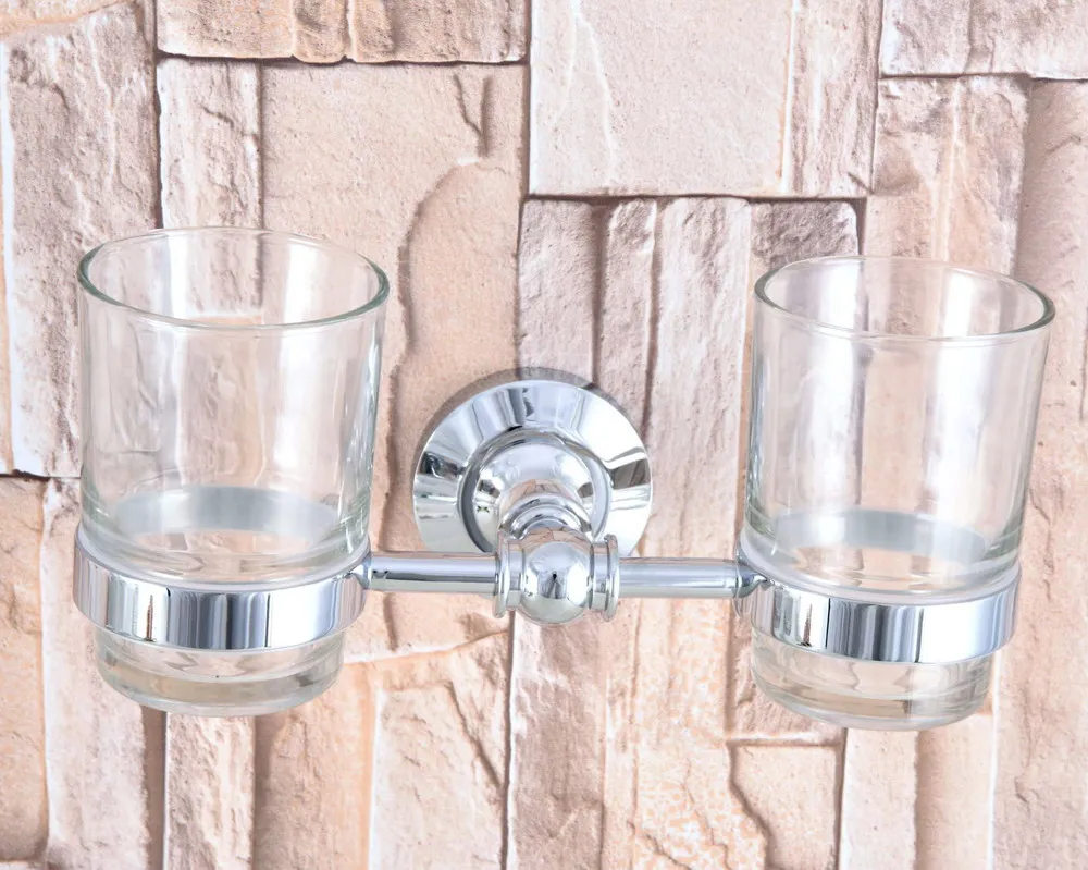 Wall Mounted Polished Chrome Brass Bathroom Toothbrush Holder Set Bathroom Accessory Dual Clear Glass Cup mba799
Wall Mounted Polished Chrome Brass Bathroom Toothbrush Holder Set Bathroom Accessory Dual Clear Glass Cup mba799