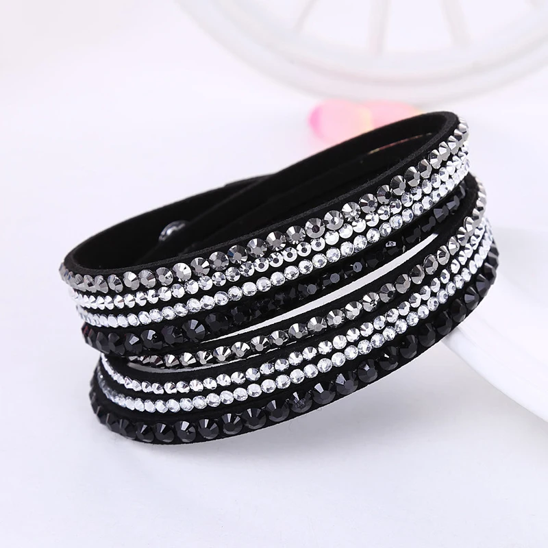Korean Version Leather Bracelet Rhinestone Crystal Bracelet Wrap Multilayer Bracelets for women feminino pulseras mulher Jewelry
Korean Version Leather Bracelet Rhinestone Crystal Bracelet Wrap Multilayer Bracelets for women feminino pulseras mulher Jewelry