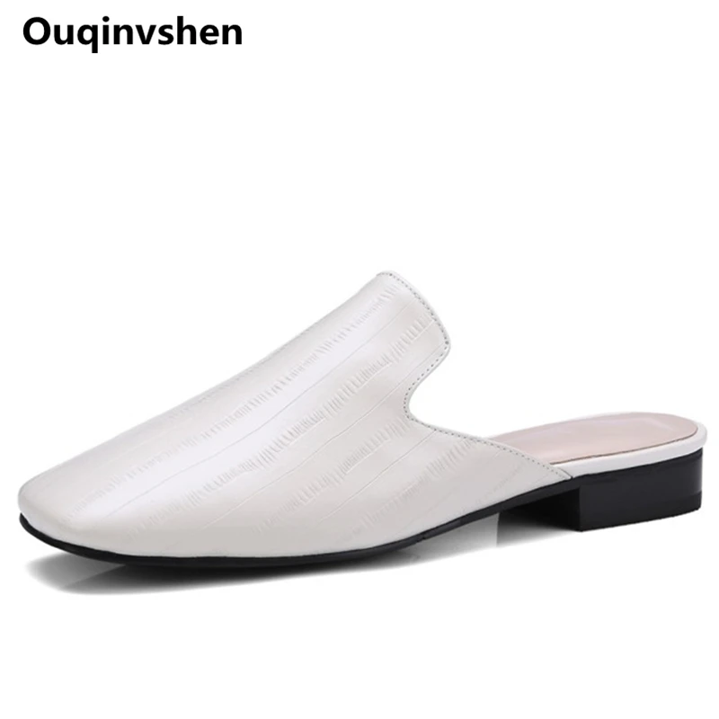 Ouqinvshen Square Toe Mules Shoes Women White Concise Square Heels Fashion Casual Summer Shoes Genuine Leather Women Slippers
Ouqinvshen Square Toe Mules Shoes Women White Concise Square Heels Fashion Casual Summer Shoes Genuine Leather Women Slippers
