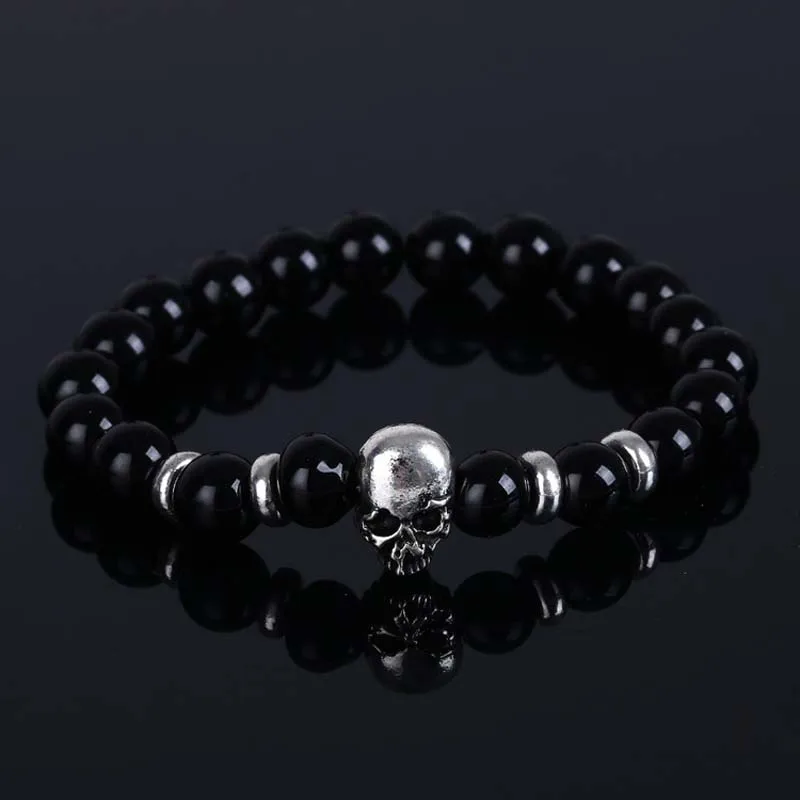Wholesale Antique Silver Plated Buddha Skull Head Bracelet Black Lava Stone Beaded Bracelets For Men Women Gift Pulseras Hombre
Wholesale Antique Silver Plated Buddha Skull Head Bracelet Black Lava Stone Beaded Bracelets For Men Women Gift Pulseras Hombre