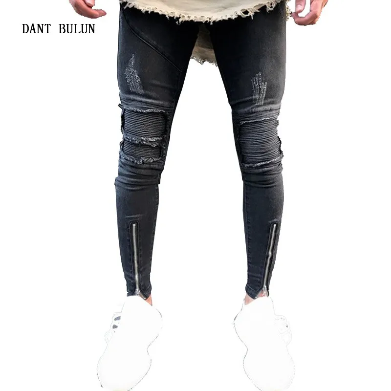 High Quality Men Elastic Skinny Jeans Wrinkle in Knee Hip Hop Biker Pants Thigh Ankle Zipper Male Ripped Trousers Dropshipping
High Quality Men Elastic Skinny Jeans Wrinkle in Knee Hip Hop Biker Pants Thigh Ankle Zipper Male Ripped Trousers Dropshipping