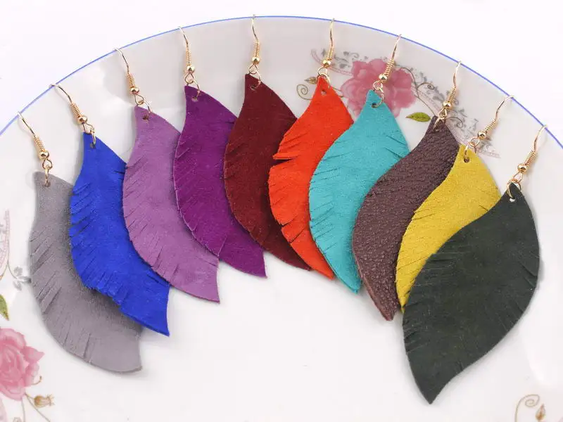 2019 Hot Sale Genuine Goat Leather Feather Leaf Tassel Drop Earrings for Women Bohemian Colorful Hand Cut Drop Earrings Jewelry
2019 Hot Sale Genuine Goat Leather Feather Leaf Tassel Drop Earrings for Women Bohemian Colorful Hand Cut Drop Earrings Jewelry