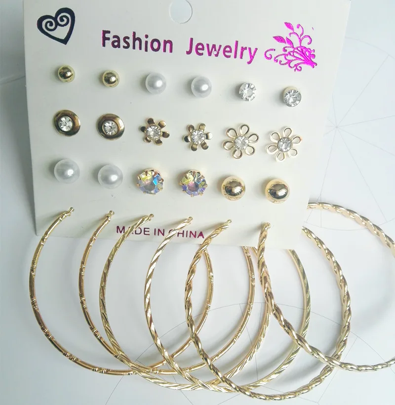 Wholesale women 12 Pairs of Combination Earrings Set C Earrings Flower Pearl Stud Earring Big Circle Earring Accessories Jewely
Wholesale women 12 Pairs of Combination Earrings Set C Earrings Flower Pearl Stud Earring Big Circle Earring Accessories Jewely