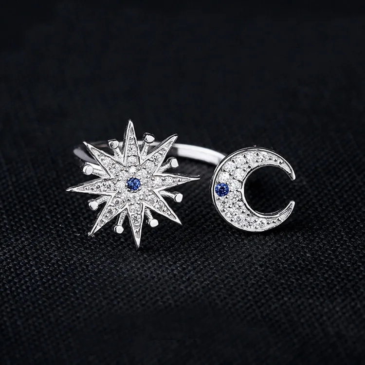 New Fashion 925 Sterling Silver Crystal Sun Moon Rings For Women Adjustable Size Wedding Rings Anillos
New Fashion 925 Sterling Silver Crystal Sun Moon Rings For Women Adjustable Size Wedding Rings Anillos