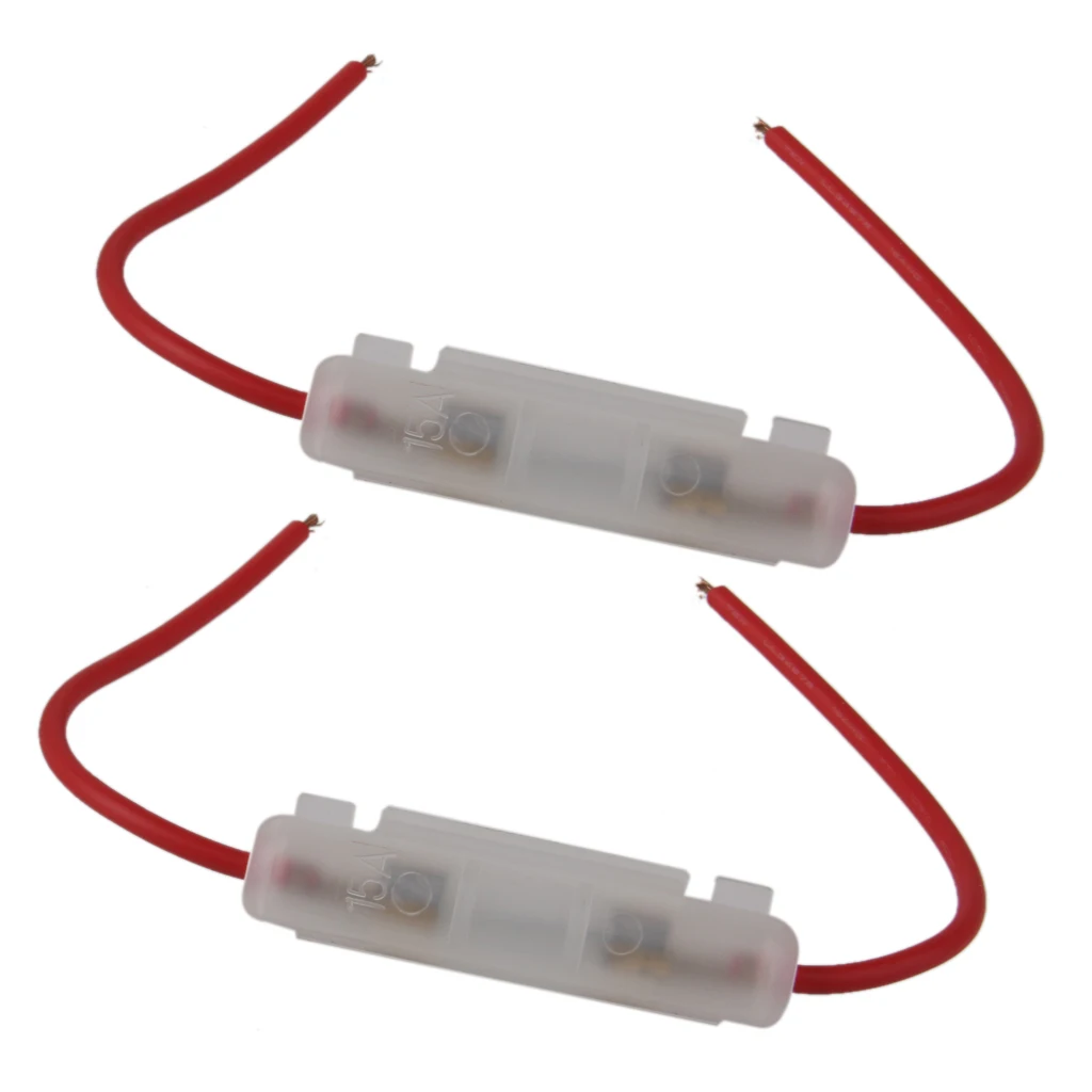 1 Pair 15A Lead Wire Fuse Holder For Auto Car Truck Motorcycle Glass Tube Fuses 9.65 Inch Fuse Holder Accessories