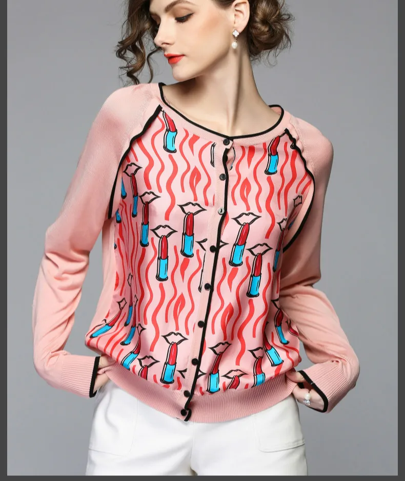 2019 European Women Lipstick Cardigans Lady Long Sleeve Print Knitted Cardigans Lady Lipstick Open Sweaters Knitted Coats Tops
2019 European Women Lipstick Cardigans Lady Long Sleeve Print Knitted Cardigans Lady Lipstick Open Sweaters Knitted Coats Tops