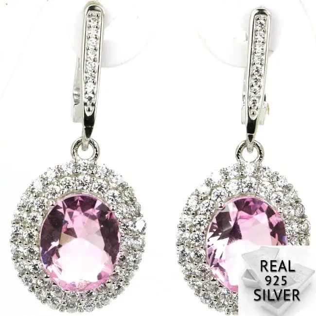 Real 6.9g 925 Solid Sterling Silver Gorgeous Pink Kunzite White CZ Woman's Present Earrings 38x15mm
Real 6.9g 925 Solid Sterling Silver Gorgeous Pink Kunzite White CZ Woman's Present Earrings 38x15mm