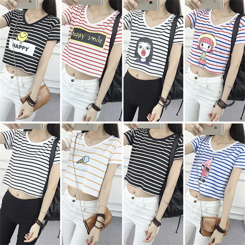 Faroonee Striped Crop Top Women Loose t shirt 2018 Camiseta Thin Female O-Neck Cotton T Shirt Short Sleeve Casual Tee Shirts Top
Faroonee Striped Crop Top Women Loose t shirt 2018 Camiseta Thin Female O-Neck Cotton T Shirt Short Sleeve Casual Tee Shirts Top