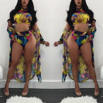 2018 Three Pieces Bikini Set High Waist Bathing Suit Sexy Short Sleeve Swim Suit Print High Necked Beachwear Biquinis Plus Size
2018 Three Pieces Bikini Set High Waist Bathing Suit Sexy Short Sleeve Swim Suit Print High Necked Beachwear Biquinis Plus Size