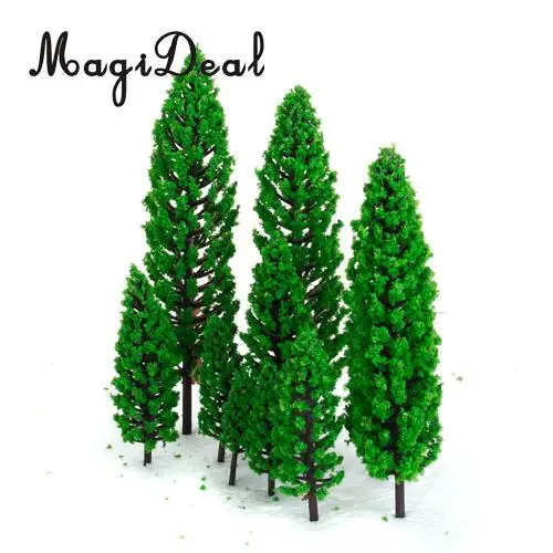 MagiDeal 10Pcs 1/50 Scale Green Train Set Scenery Landscape Plastic Model Tree for House Party Festival Xmas Garden Decor Layout