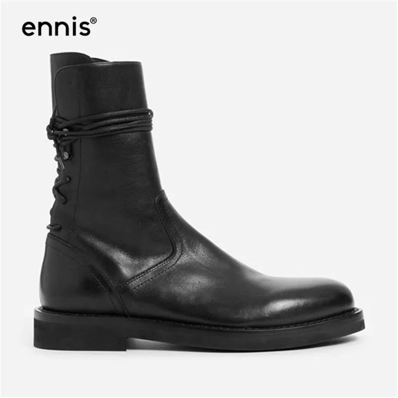 ENNIS 2019 Black Mid Calf Boots Women Genuine Leather Boots Platform Autumn Winter Lace Up Designer Female Boots Flats A9116
ENNIS 2019 Black Mid Calf Boots Women Genuine Leather Boots Platform Autumn Winter Lace Up Designer Female Boots Flats A9116