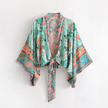 Women Boho V-Neck Kimono Blouses Summer Bat Long Sleeve Floral Print Top Shirts Casual Loose Bow Cardigan
Women Boho V-Neck Kimono Blouses Summer Bat Long Sleeve Floral Print Top Shirts Casual Loose Bow Cardigan