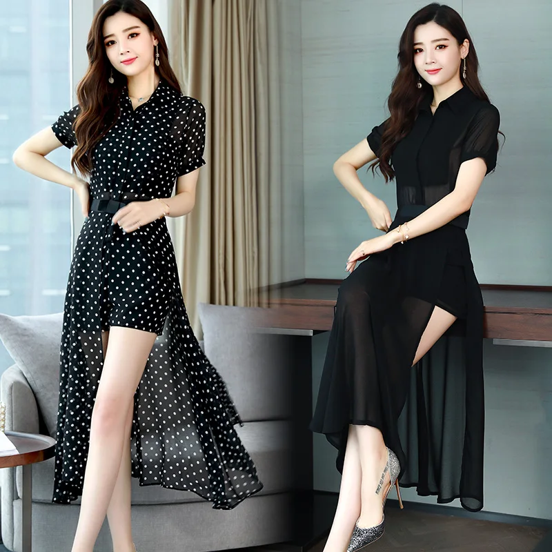 New arrival 2019 lady's chiffon jumpsuit with belt summer female elegant shirt collar slim jumpsuit short sleeve
New arrival 2019 lady's chiffon jumpsuit with belt summer female elegant shirt collar slim jumpsuit short sleeve