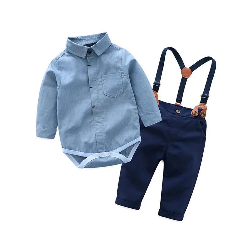Baby boys clorhing sets spring autumn newborn cotton wedding gentleman rompers+bib pants 2pcs suits for bebe toddler party |