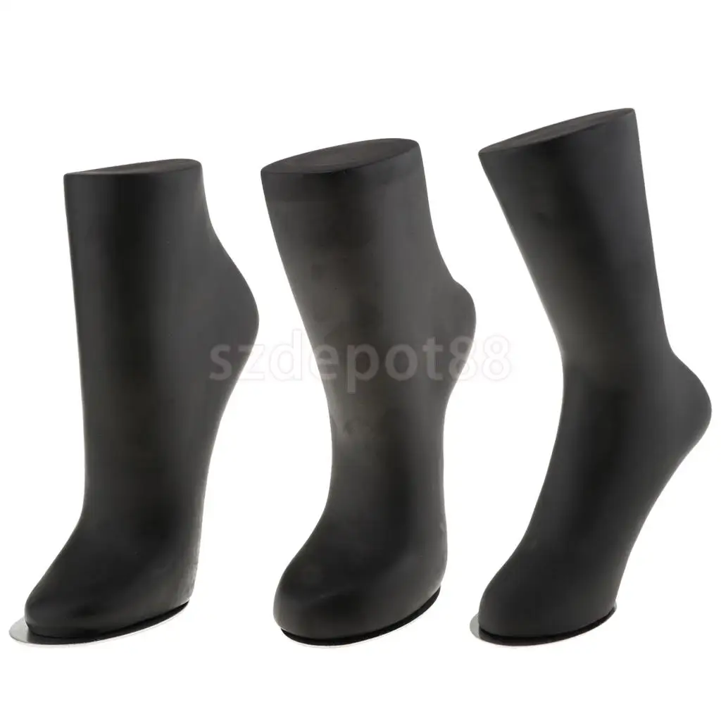 Adult Unisex PVC Mannequin Foot Anklet Socks Display, S/M/L, Black White Natural