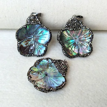 5Pcs Abalone Shell Carved Flower Pendant, With Rhinestone Paved Charms Pendants For DIY Necklace earrings Jewelry Making PD769
5Pcs Abalone Shell Carved Flower Pendant, With Rhinestone Paved Charms Pendants For DIY Necklace earrings Jewelry Making PD769