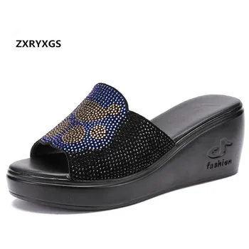 New Cowhide Rhinestones Shoes Summer Women Sandals Comfortable Wedges Women Fashion Slippers 2019 Famous Summer Leather Sandals
New Cowhide Rhinestones Shoes Summer Women Sandals Comfortable Wedges Women Fashion Slippers 2019 Famous Summer Leather Sandals