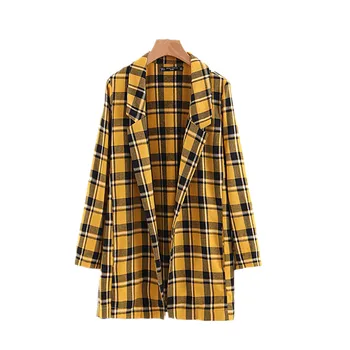 Side Slit Open Front Checked Coat and Jackets Women Casual Pockets Turn-down Collar Coat Women Single Breasted Wide-waisted
Side Slit Open Front Checked Coat and Jackets Women Casual Pockets Turn-down Collar Coat Women Single Breasted Wide-waisted