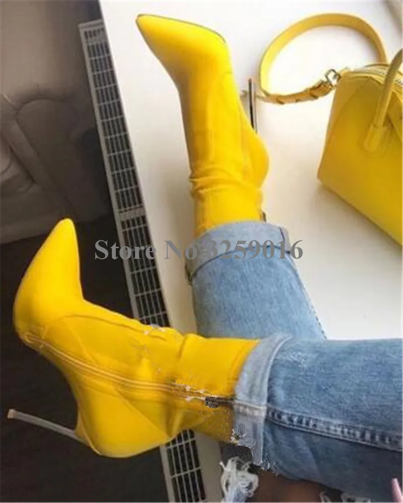 Pointed Toe Suede Leather Metal Thin Heel Short Boots Hot Selling Women Fashion Red Yellow Sexy Stiletto Heel Ankle Boots
Pointed Toe Suede Leather Metal Thin Heel Short Boots Hot Selling Women Fashion Red Yellow Sexy Stiletto Heel Ankle Boots