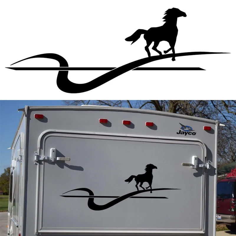 HotMeiNi 116CM*44CM Running Horse Motorhome Caravan Travel Trailer Campervan Kit Decals Vinyl Car Sticker SUV For Rear Or Bonnet |