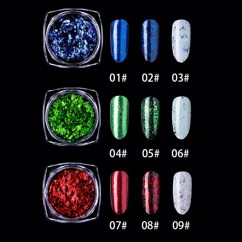 1Box Nail Art Glitter Sequins Powder Magic Mirror Glitters Gold Silver Red Green Colors Irregular Pigment Nail Decoration
1Box Nail Art Glitter Sequins Powder Magic Mirror Glitters Gold Silver Red Green Colors Irregular Pigment Nail Decoration