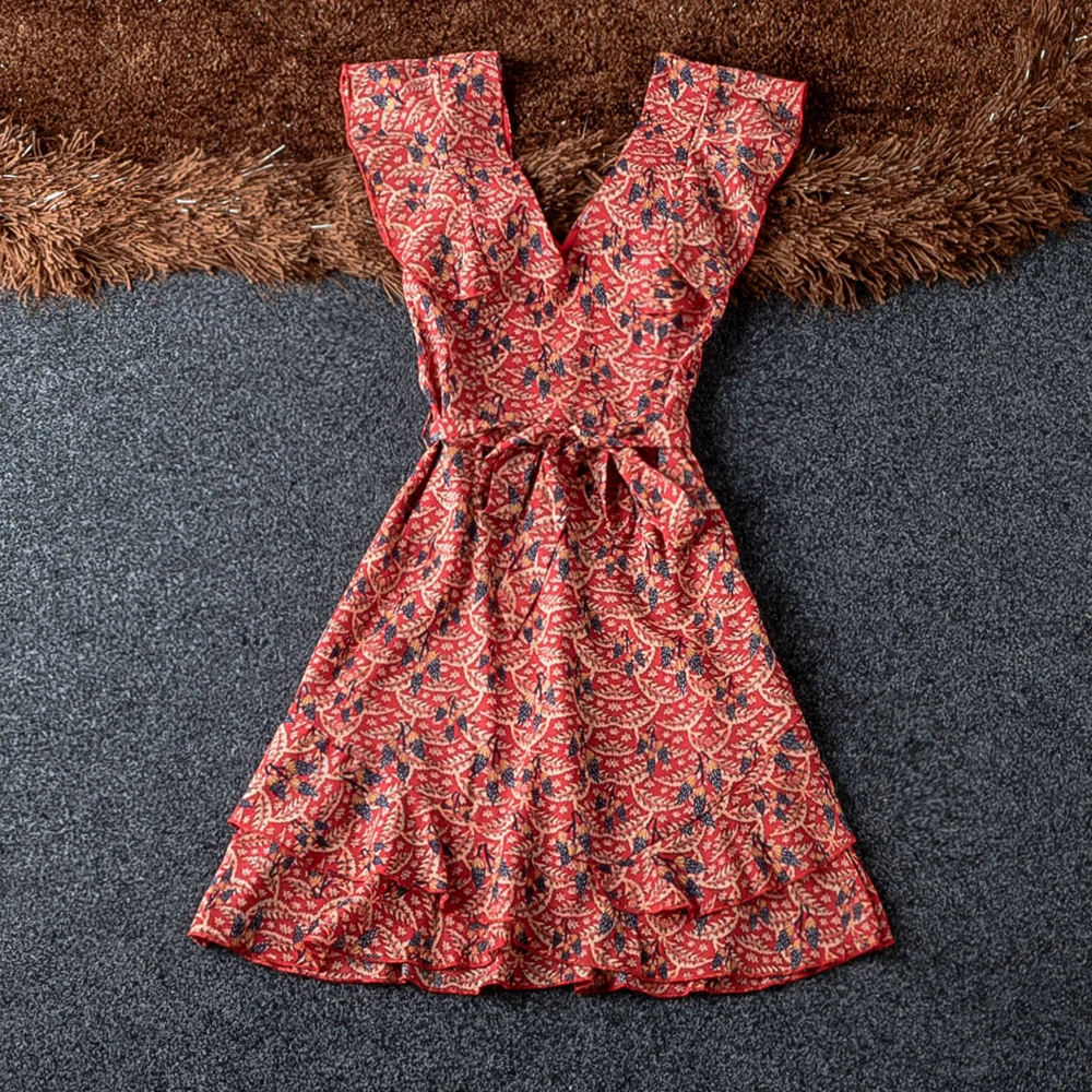 2019 Summer Print Dress Women Belt Slim Sleeveless Ruffle Hem Vestidos Elegant Good Quality New V Neck Stylish Womens Dresses
2019 Summer Print Dress Women Belt Slim Sleeveless Ruffle Hem Vestidos Elegant Good Quality New V Neck Stylish Womens Dresses
